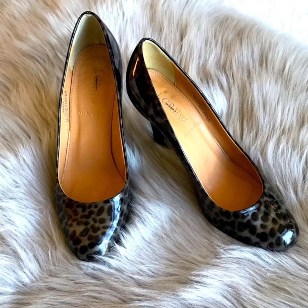 J. CREW PUMPS 6 ANIMAL PRINT LEOPARD MADE IN ITALY LEATHER S…